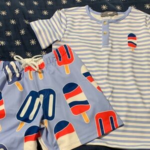 Striped Popsicle Shirt and Shorts Set